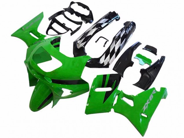 1993-2007 Kawasaki ZZR400 Motorcycle Fairings - Green Glossy Black