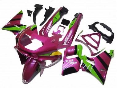 1998-2003 Kawasaki ZZR600 Motorcycle Fairings - Deep Pink Green EVA Racing