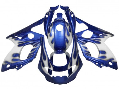 1996-2007 Yamaha YZF600R Thundercat Motorcycle Fairings - Blue White Silver Flame