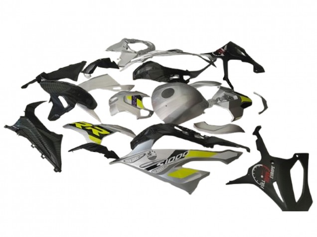 2023-2024 BMW S1000RR Motorcycle Fairings - Silver Yellow Carbon Fiber
