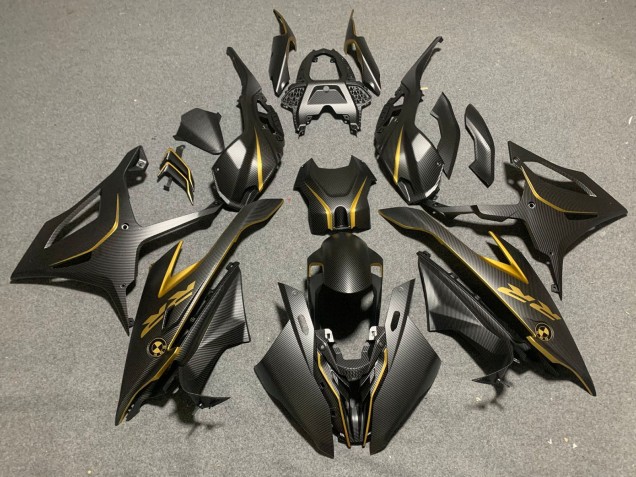 2019-2022 BMW S1000RR Motorcycle Fairings - Black Gold Carbon Fiber