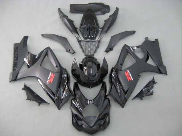 2007-2008 Suzuki GSXR 1000 Motorcycle Fairings - Matte Black Glossy Black