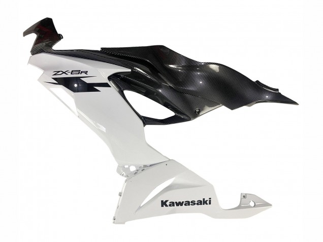 2019-2022 Kawasaki ZX6R Motorcycle Fairings - White Black Carbon Fiber