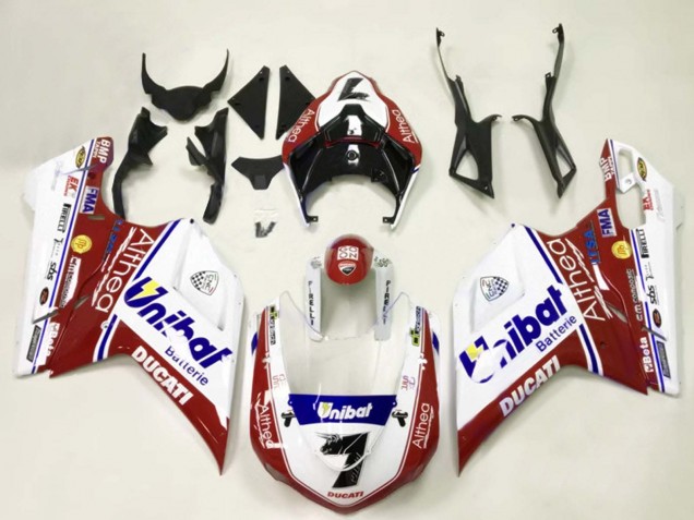 2007-2014 Ducati 848/1098/1198 Motorcycle Fairings - White Red Blue Unibat 7