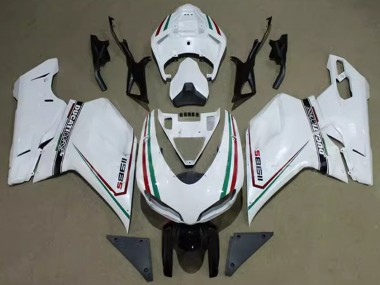 2007-2014 Ducati 1198 Motorcycle Fairings - White Red Green Black Corse