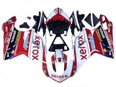 2007-2014 Ducati 848/1098/1198 Motorcycle Fairings - White Red Glossy Black Valsir Xerox