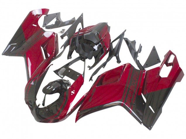 2007-2014 Ducati 848 Motorcycle Fairing - Red Glossy Black