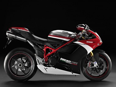 2007-2014 Ducati 848/1098/1198 Motorcycle Fairings - White Red Glossy Black