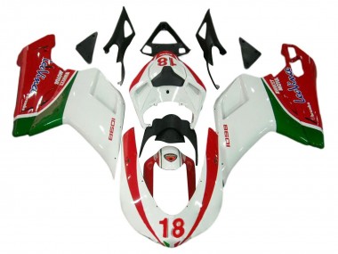 2007-2014 Ducati 848/1098/1198 Motorcycle Fairings - White Red Green 18