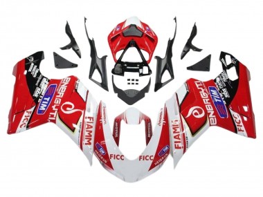 2011-2014 Ducati 1199 Motorcycle Fairings - White Red Glossy Black Ficc Fiamm
