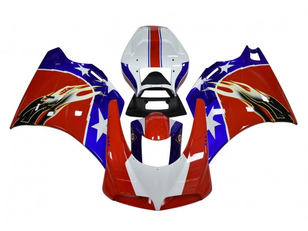 1993-2005 Ducati 748/916/996/998 Motorcycle Fairings - White Red Blue Black Flame