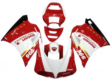 1993-2005 Ducati 996 Motorcycle Fairings - White Red Gold Glossy Black Corse Performance
