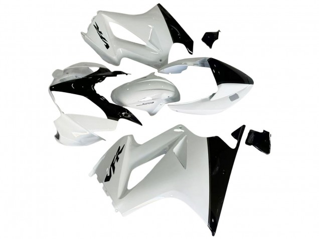 2002-2013 Honda VFR 800 Motorcycle Fairings - Pearl White Glossy Black Decal