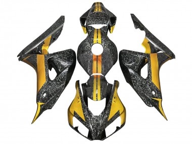 2006-2007 Honda CBR1000RR Motorcycle Fairings - Gold Black Forged Carbon Fiber