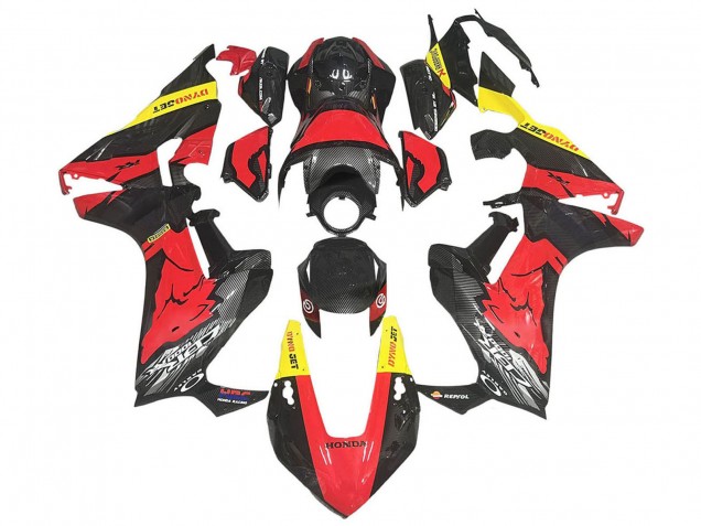 2017-2023 Honda CBR1000RR Motorcycle Fairings - Red Yellow Black Carbon Fiber