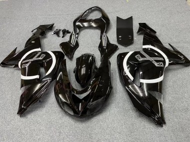 2006-2007 Kawasaki ZX10R Motorcycle Fairings - Glossy Black White Circle