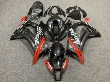 2008-2010 Kawasaki ZX10R Motorcycle Fairings - Black Carbon Fiber Red