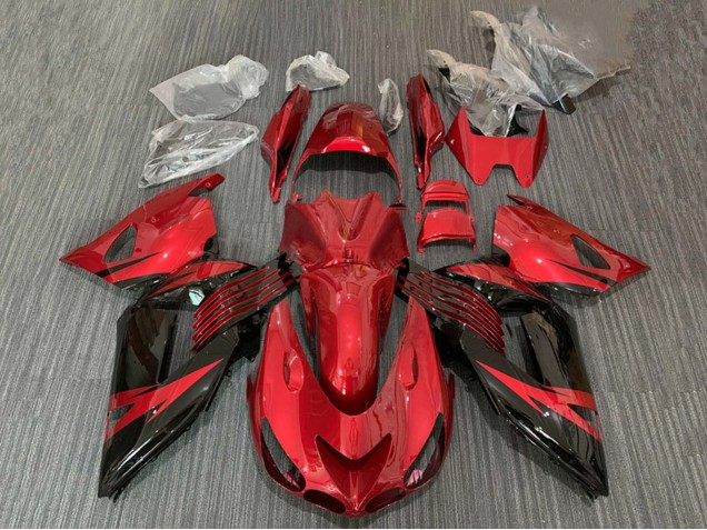 2006-2011 Kawasaki ZX14R ZZR1400 Motorcycle Fairing - Red Glossy Black