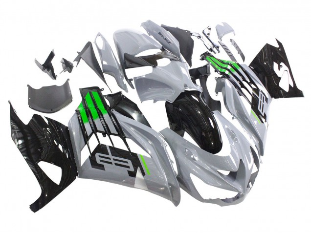 2012-2024 Kawasaki ZX14R ZZR1400 Motorcycle Fairings - Grey Green Black