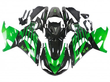 2012-2024 Kawasaki ZX14R ZZR1400 Motorcycle Fairing Kits - Green Glossy Black