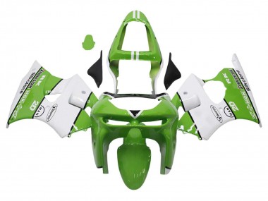 1998-1999 Kawasaki ZX6R Motorcycle Fairings - Green White Black Silkolene Bridgestone