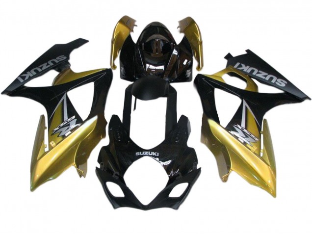 2007-2008 Suzuki GSXR 1000 Motorcycle Fairings - Gold Black Silver Decal