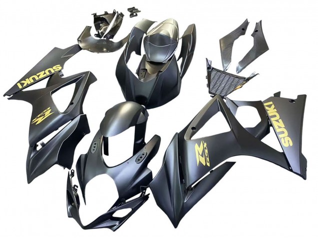 2007-2008 Suzuki GSXR 1000 Motorcycle Fairings - Matte Black Gold Decal
