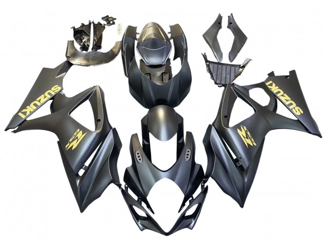 2007-2008 Suzuki GSXR 1000 Motorcycle Fairings - Matte Black Gold Decal