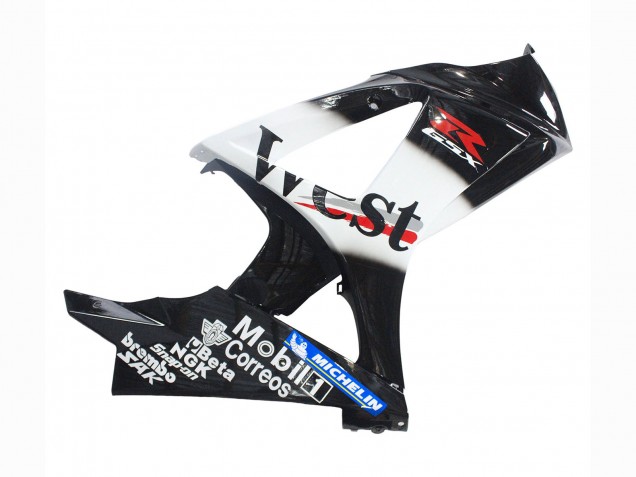 2007-2008 Suzuki GSXR 1000 Motorcycle Fairings - Glossy Black White West