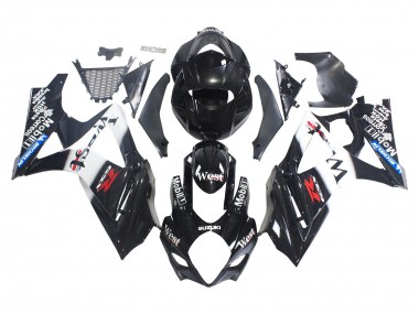 2007-2008 Suzuki GSXR 1000 Motorcycle Fairings - Glossy Black White West