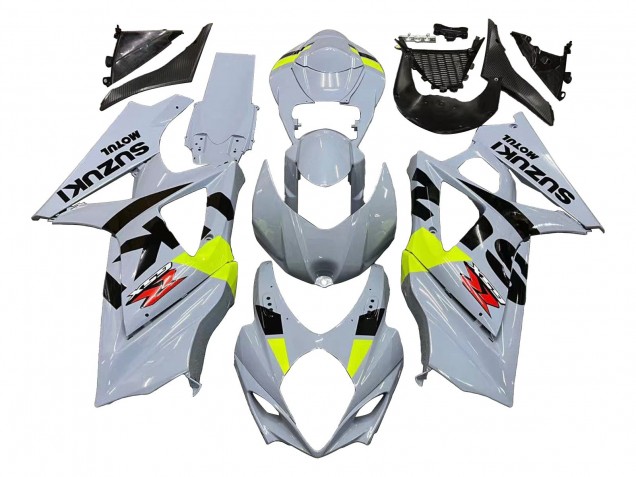 2007-2008 Suzuki GSXR 1000 Motorcycle Fairings - Light Grey Green Black