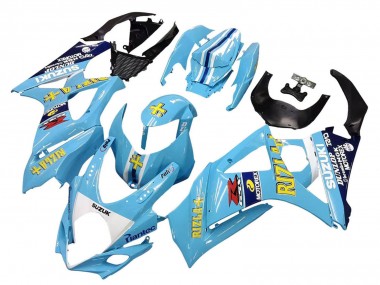 2007-2008 Suzuki GSXR 1000 Motorcycle Fairings - Light Blue Yellow Black Motul Rizla