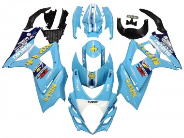 2007-2008 Suzuki GSXR 1000 Motorcycle Fairings - Light Blue Yellow Black Motul Rizla