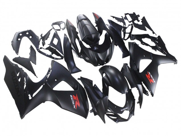 2007-2008 Suzuki GSXR 1000 Motorcycle Fairings - Matte Black Red Decal