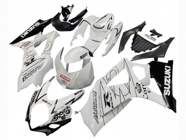 2007-2008 Suzuki GSXR 1000 Motorcycle Fairings - White Black Alstare Corona Motul