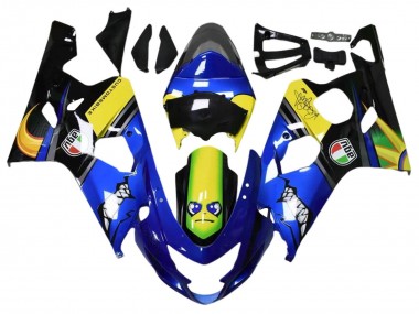 2004-2005 Suzuki GSXR 600 / GSXR 750 Motorcycle Fairings - Blue Yellow Black Shark