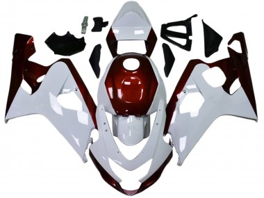 2004-2005 Suzuki GSXR 600 / GSXR 750 Motorcycle Fairings - White Candy Red Black