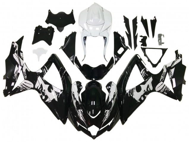 2006-2007 Suzuki GSXR 600 / GSXR 750 Motorcycle Fairings - Glossy Black White