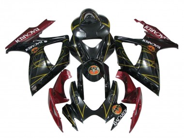 2006-2007 Suzuki GSXR 600 / GSXR 750 Motorcycle Fairings - Glossy Black Red Gold