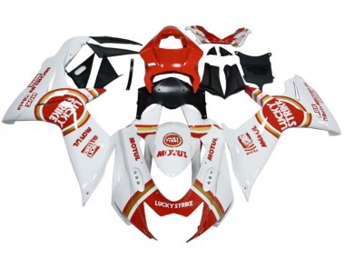 2008-2010 Suzuki GSXR 600 / GSXR 750 Motorcycle Fairings - White Red Lucky Strike