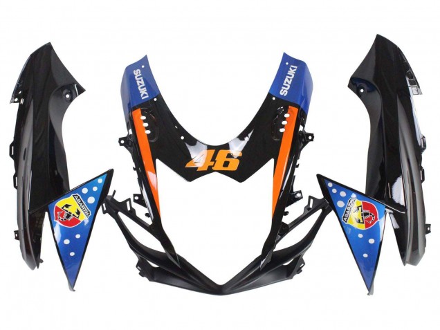 2011-2024 Suzuki GSXR 600 / GSXR 750 Motorcycle Fairings - Light Blue Orange Black White Shark 46