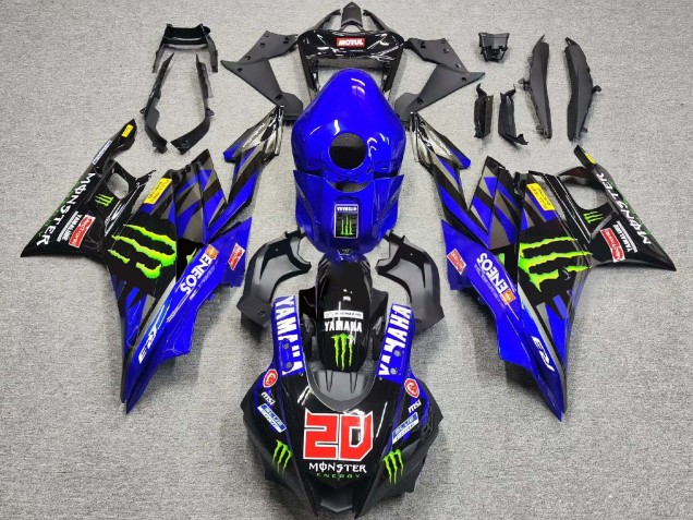 2019-2021 Yamaha YZF R3/R25 Motorcycle Fairings - Blue Glossy Black Green ENEOS Monster 20