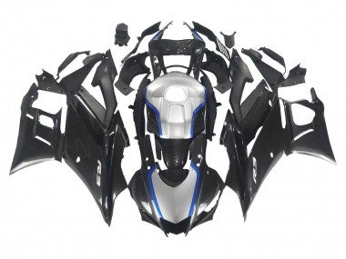 2022-2024 Yamaha YZF R3/R25 Motorcycle Fairings - Black Carbon Fiber Style Silver Blue