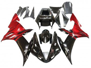 2002-2003 Yamaha YZF 1000 R1 Motorcycle Fairings - Glossy Black Red Flame