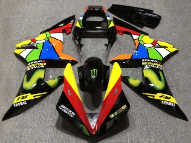 2002-2003 Yamaha YZF 1000 R1 Motorcycle Fairings - Glossy Black Red Yellow Green Movistar Semakin Didepan