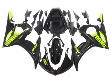 2006-2009 Yamaha YZF R6S Motorcycle Fairings - Glossy Black Neon Yellow