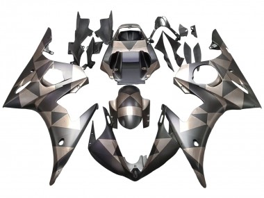 2006-2009 Yamaha YZF R6S Motorcycle Fairings - Grey Matte Black Geometric
