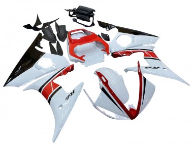 2006-2009 Yamaha YZF R6S Motorcycle Fairings - White Red Glossy Black