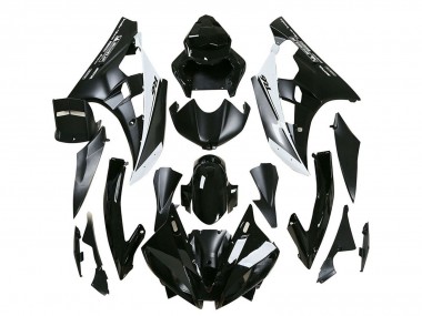 2006-2007 Yamaha YZF 600 R6 Motorcycle Fairings - Glossy Black Matte Black White Motul Michelin