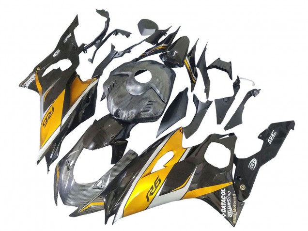 2017-2023 Yamaha YZF 600 R6 Motorcycle Fairings - Gold Black Carbon Fiber